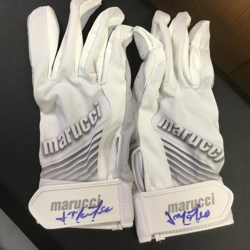 JORGE MATEO YANKEES SIGNED MARUCCI GAME MODEL GLOVES PAIR W/COA