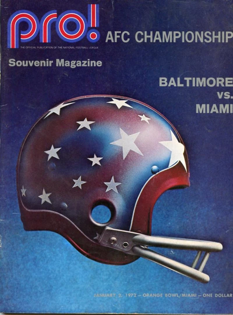 PRO 1972 AFC CHAMPIONSHIP MAGAZINE COLTS VS DOLPHINS GOOD CONDITION