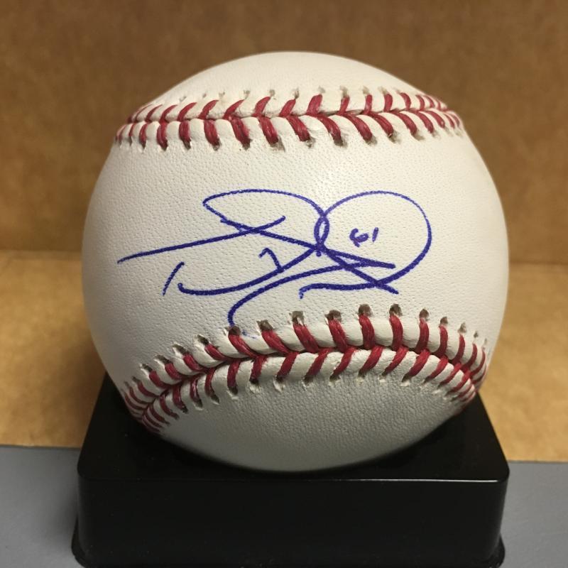 THOMAS DIAMOND TEXAS RANGERS M.L. SIGNED BASEBALL W/COA