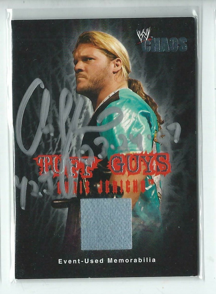 Chris Jericho Signed 2004 Fleer WWE Chaos Event-Used Memorabilia Card #TG-CJ