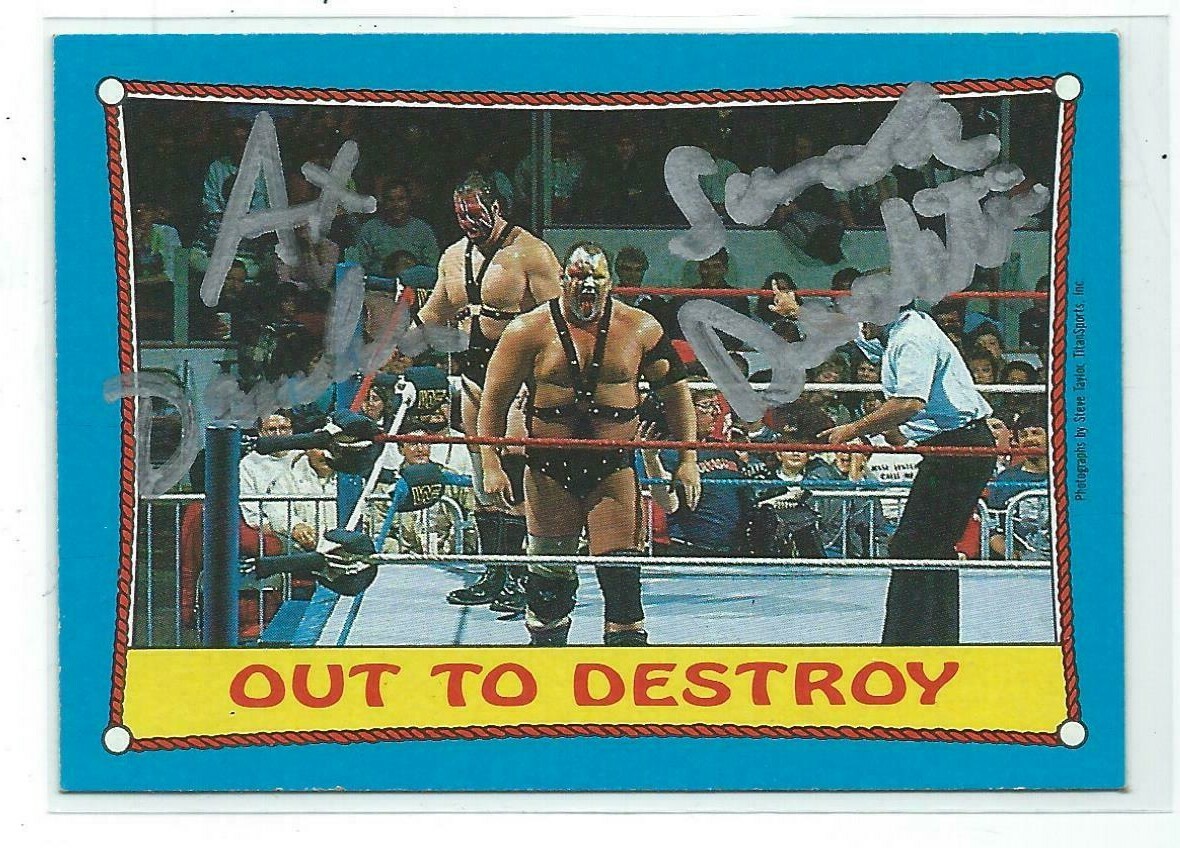 DEMOLITION AX AND SMASH SIGNED 1987 TOPPS RINGSIDE ACTION CARD #40 COLLECTIBLE MEMORABILIA