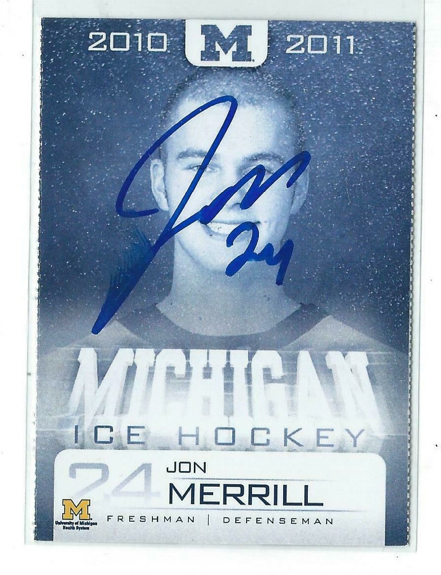 Jon Merrill Signed 2010/11 Michigan Wolverines Team Issued Card
