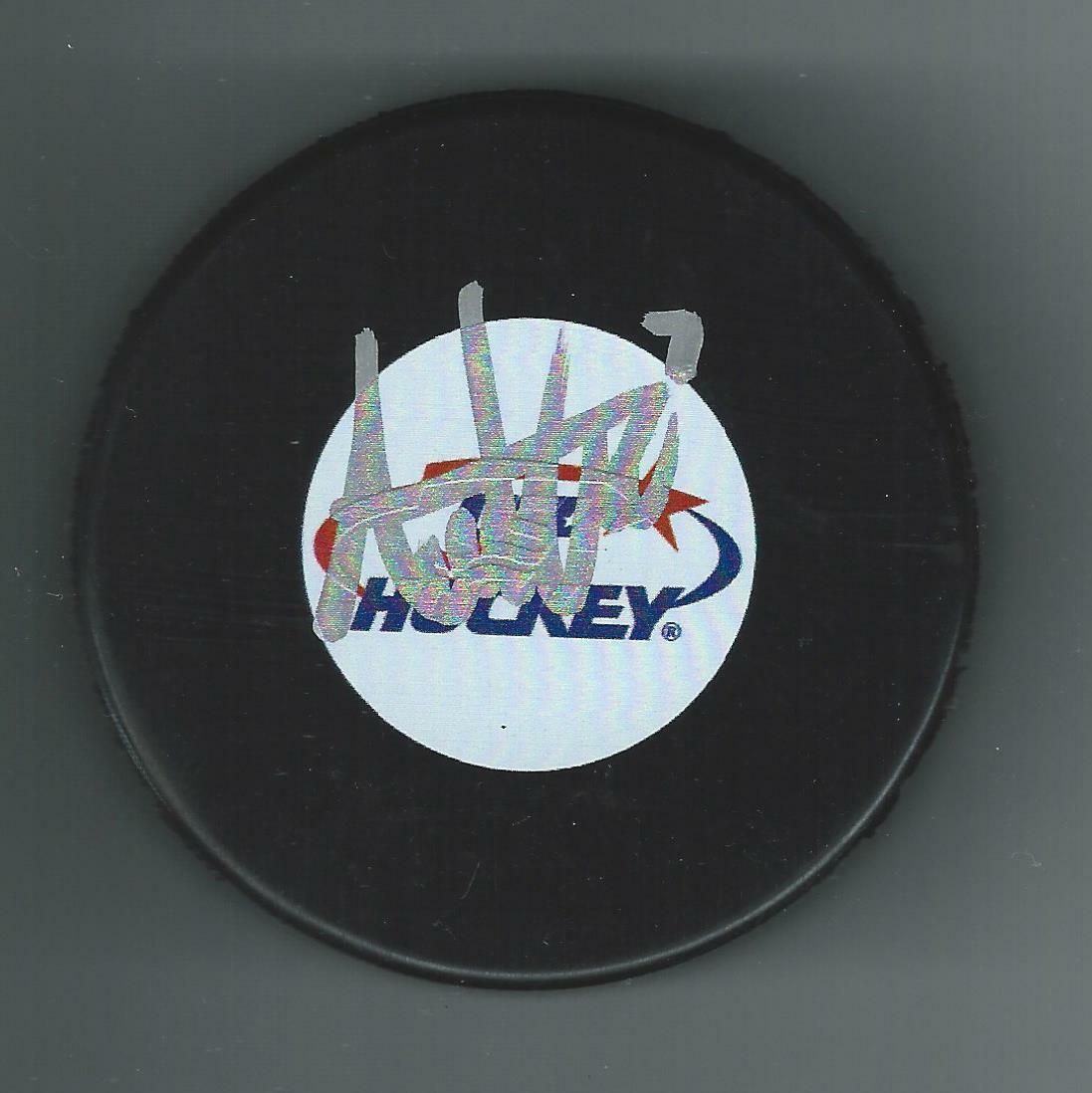 Alex Vlasic Signed Team USA Hockey Puck Chicago Blackhawks