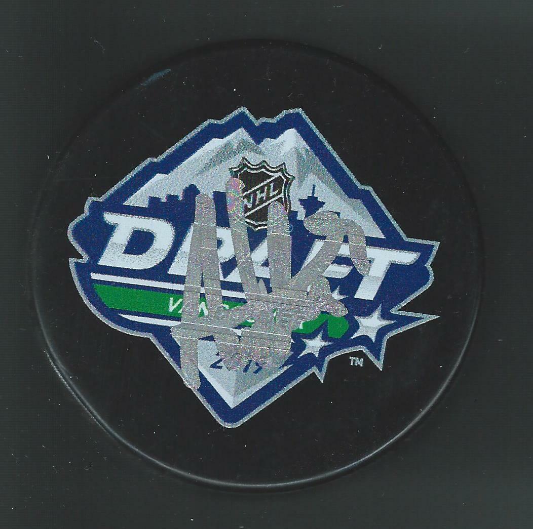Alex Vlasic Signed Team USA 2019 Draft Puck Chicago Blackhawks