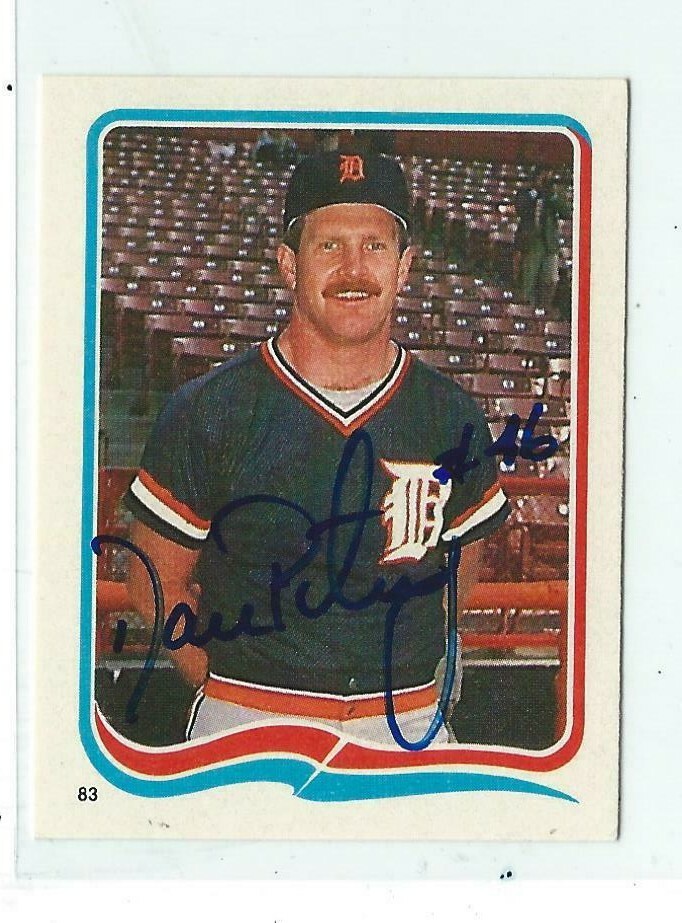 Dan Petry Signed 1985 Fleer Sticker Card #83 Detroit Tigers