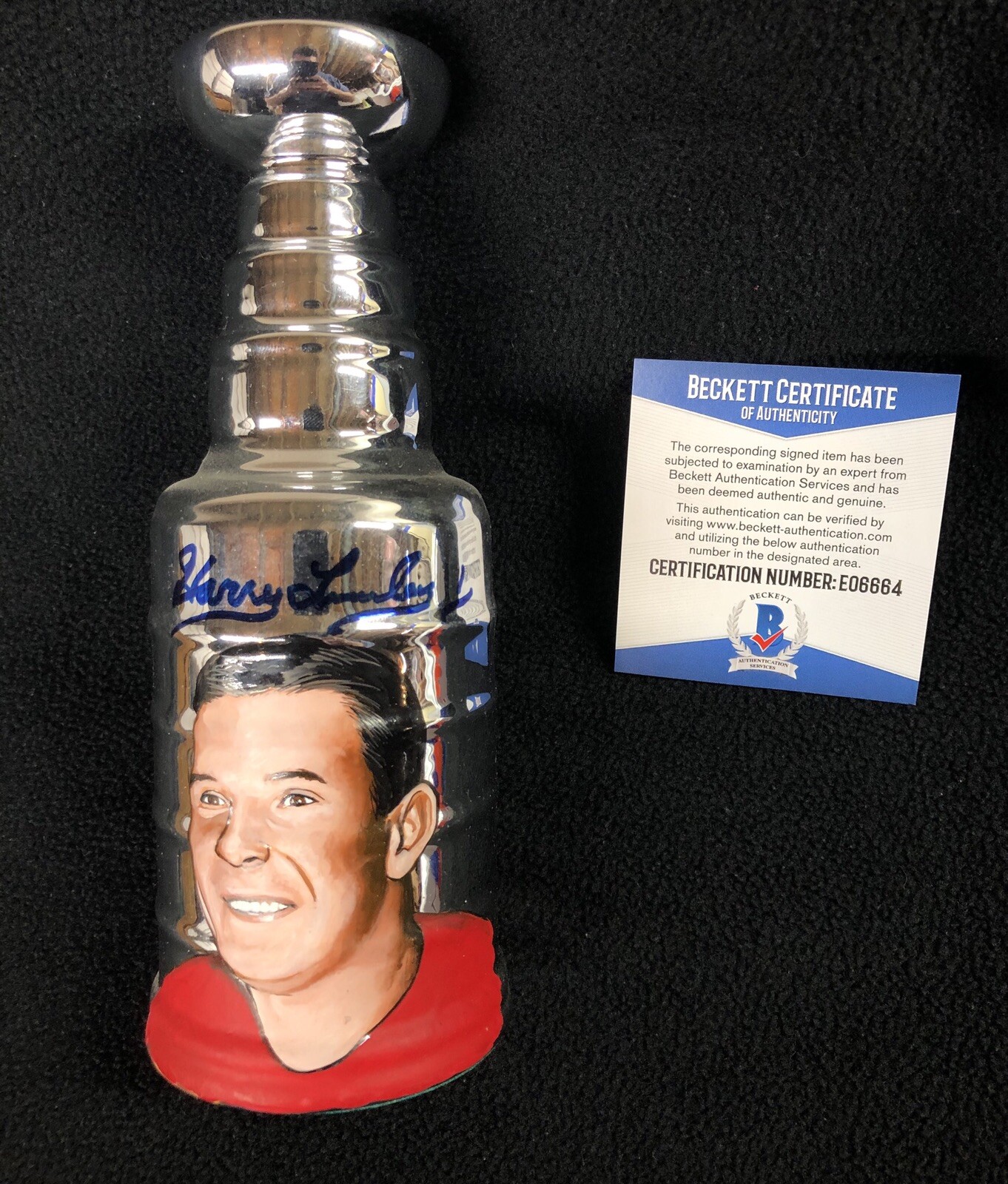 Harry Lumley Signed Painted Mini Stanley Cup Detroit Red Wings Beckett COA
