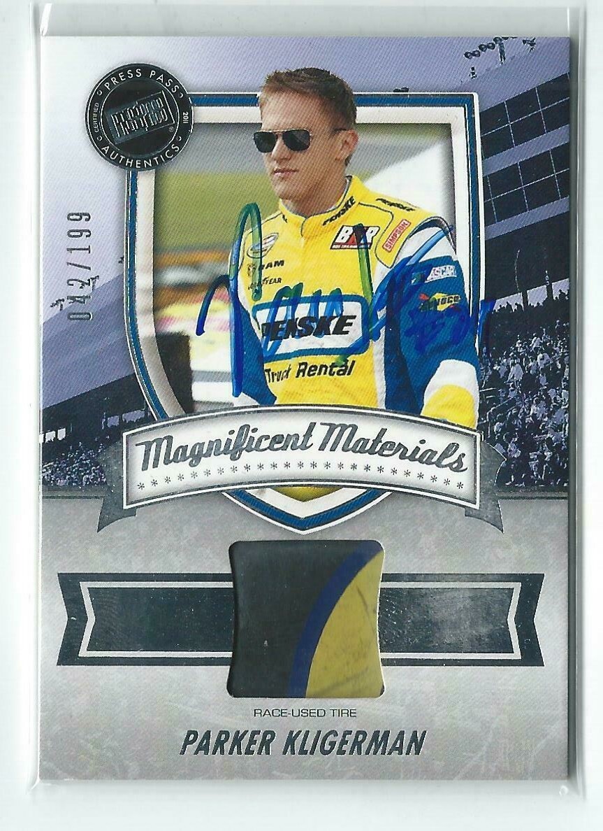 Parker Kligerman Signed 2011 FanFare Magnificent Materials Card #MM-PK NASCAR