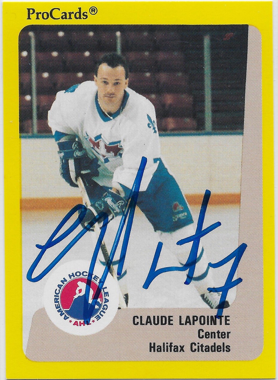 Claude Lapointe Signed 1989-90 Procards Halifax Citadels AHL Hockey Card #166