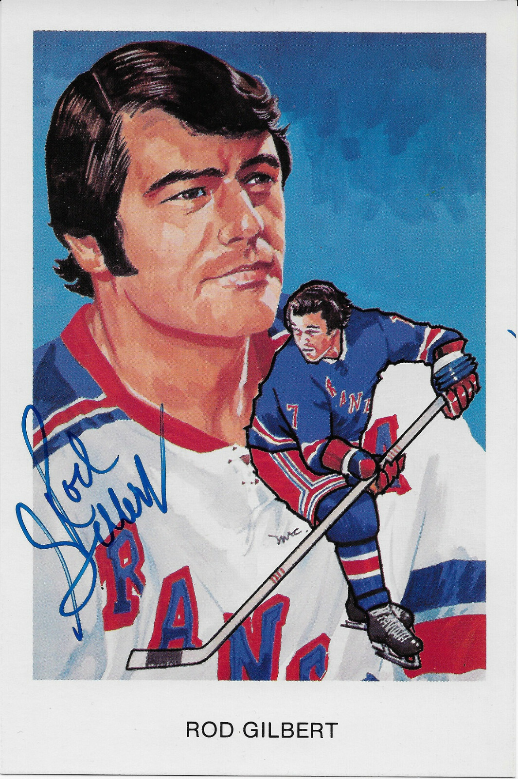 Rod Gilbert Signed 1983 Hockey Hall Of Fame Cartophilium Postcard