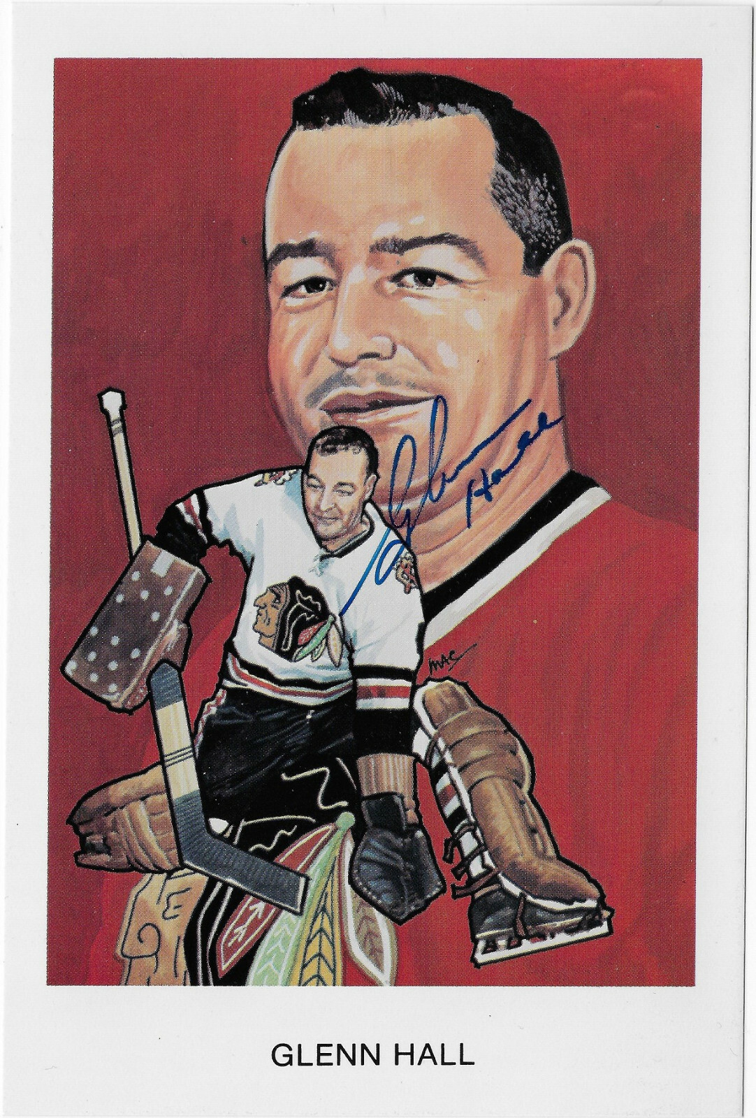 Glenn Hall Signed 1983 Hockey Hall Of Fame Cartophilium Postcard