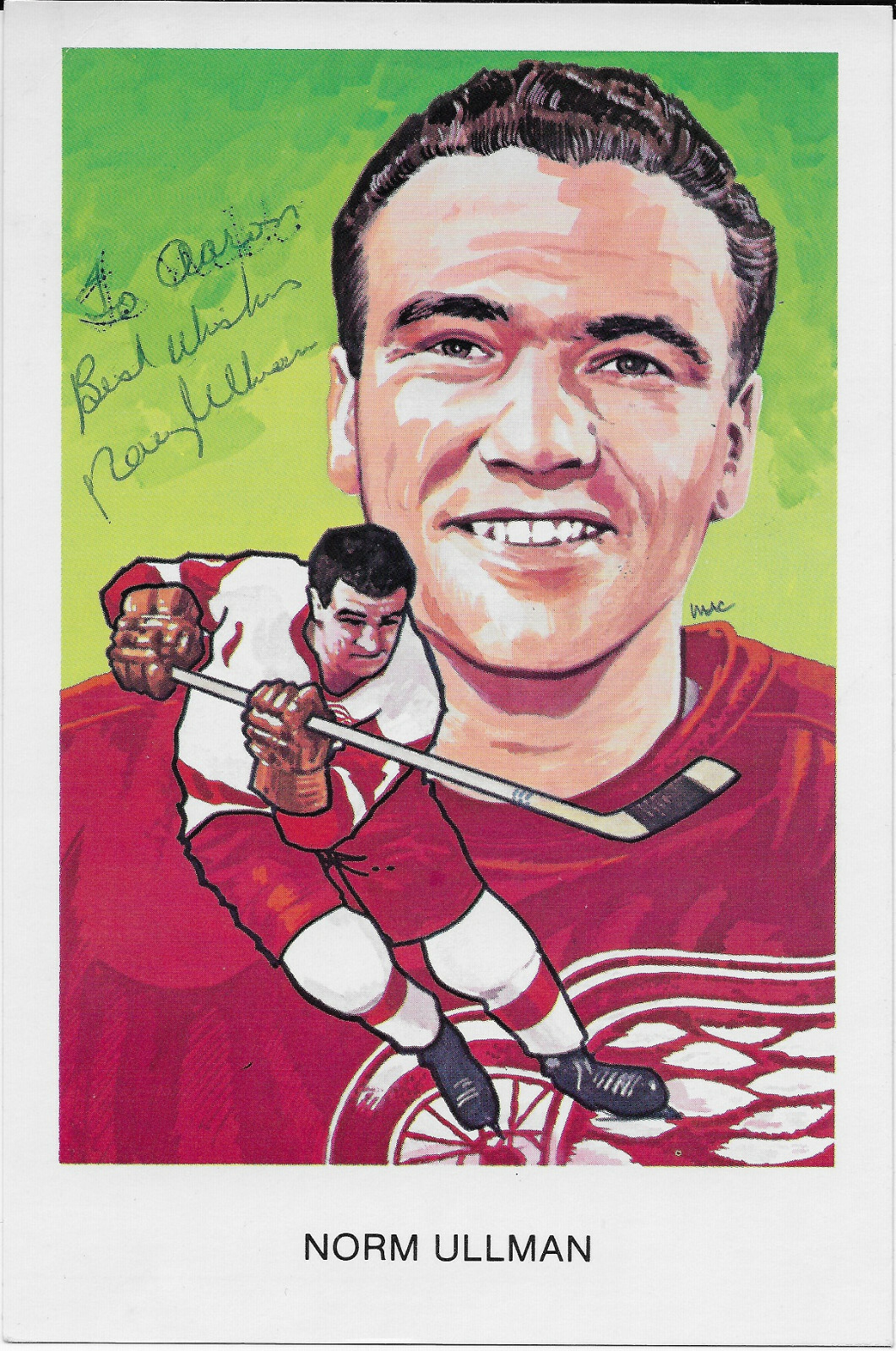Norm Ullman Signed 1983 Hockey Hall Of Fame Cartophilium Postcard