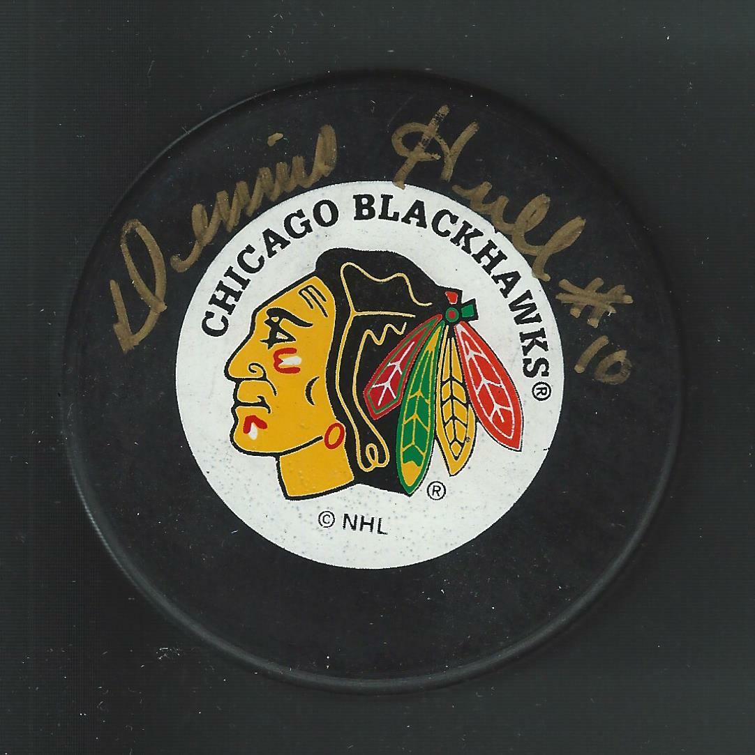 Dennis Hull Signed Chicago Blackhawks Trench Puck