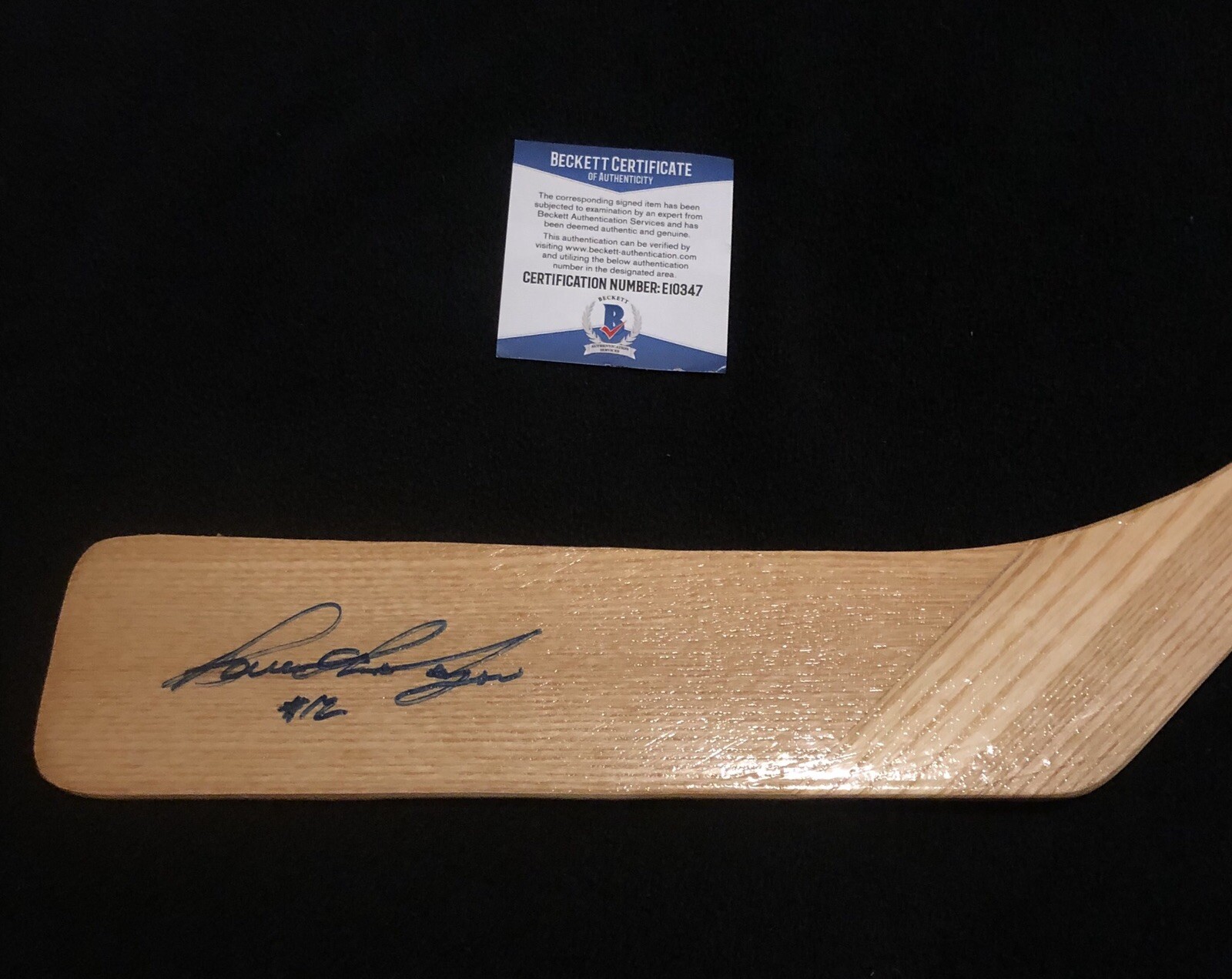Bruce MacGregor Signed New York Rangers Hockey Stick Beckett COA Red Wings