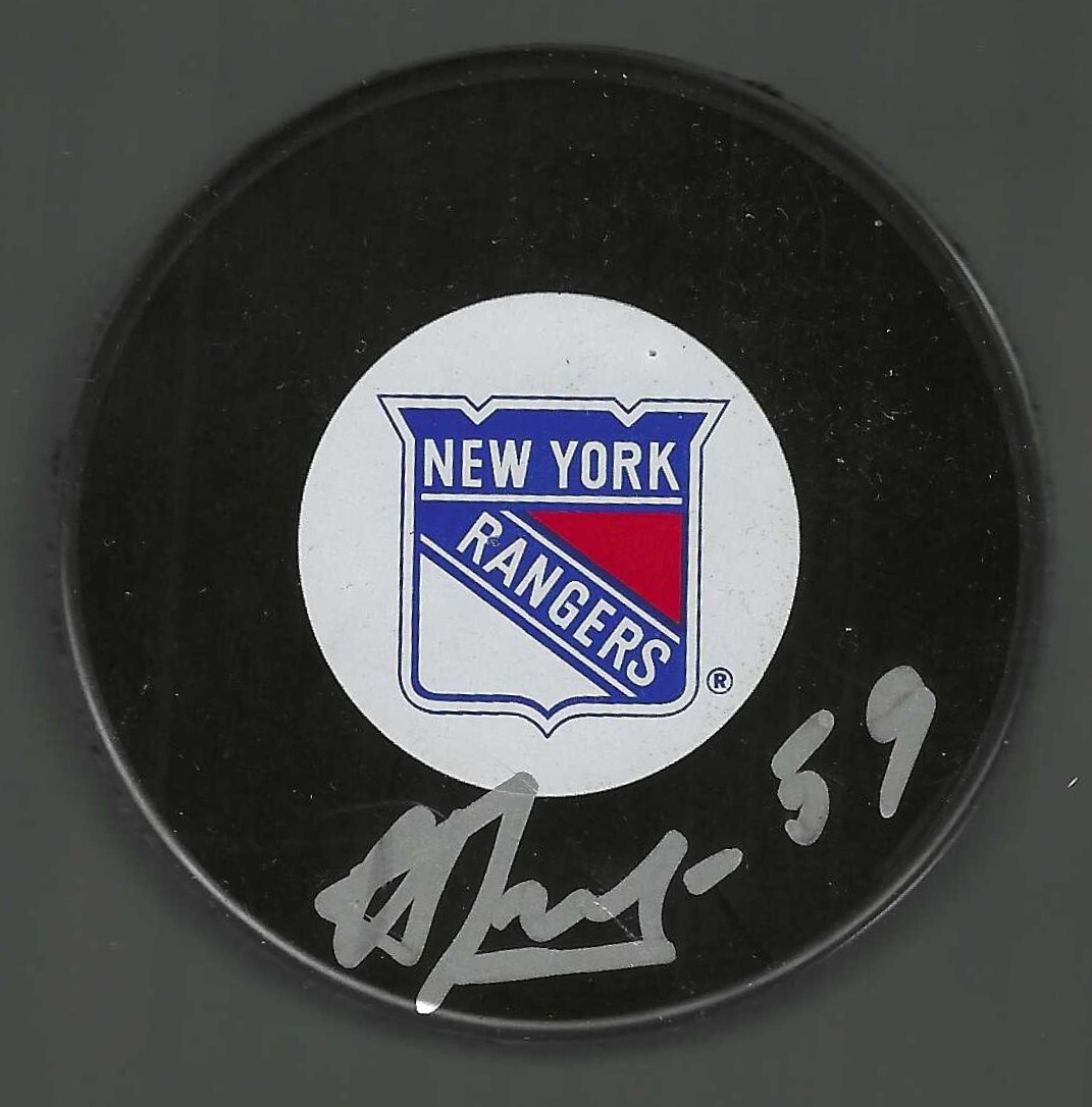 Evgeny Grachev Signed New York Rangers Puck