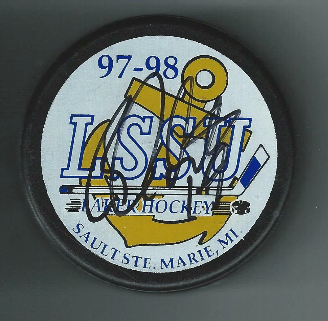 Brian Rolston Signed Lake Superior State Lakers LSSU Puck Boston Bruins LA Kings