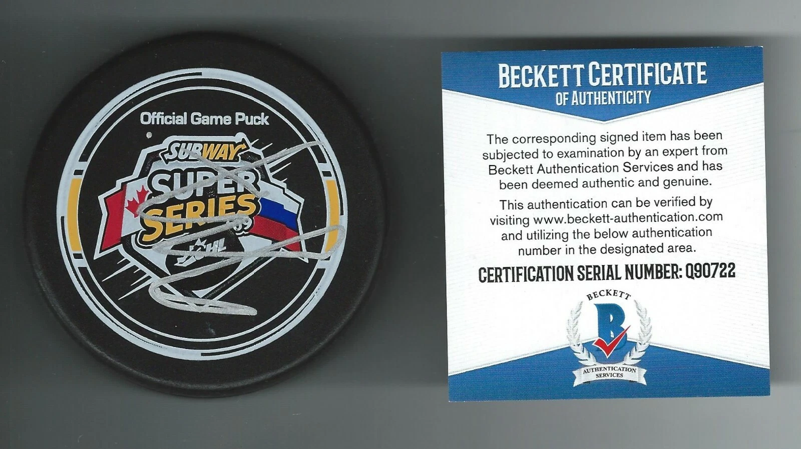 Tyler Seguin Signed 2009 CHL Subway Super Series Official Game Puck Beckett COA
