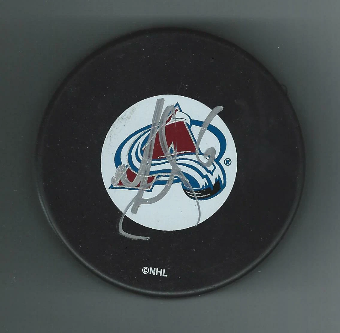 D.J. Smith Signed Colorado Avalanche Large Logo Puck Denis Ottawa Senators