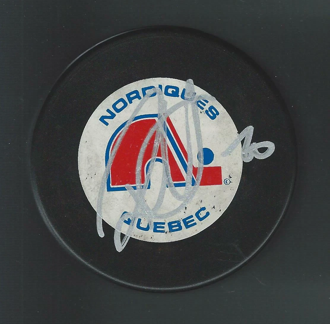 Rene Corbet Signed Quebec Nordiques Trench Puck