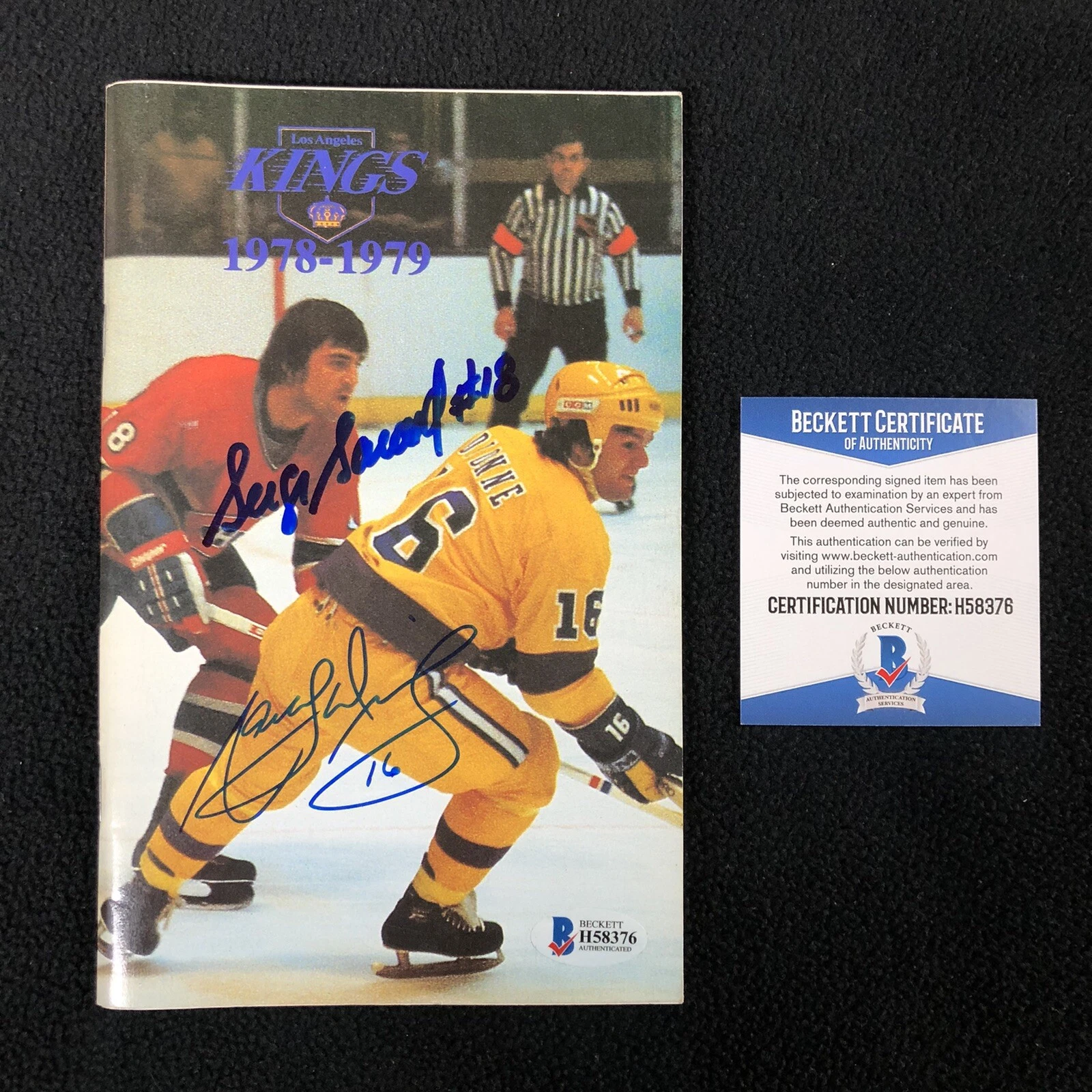 Marcel Dionne Serge Savard Signed 1978 Los Angeles Kinds Media Guide Beckett COA