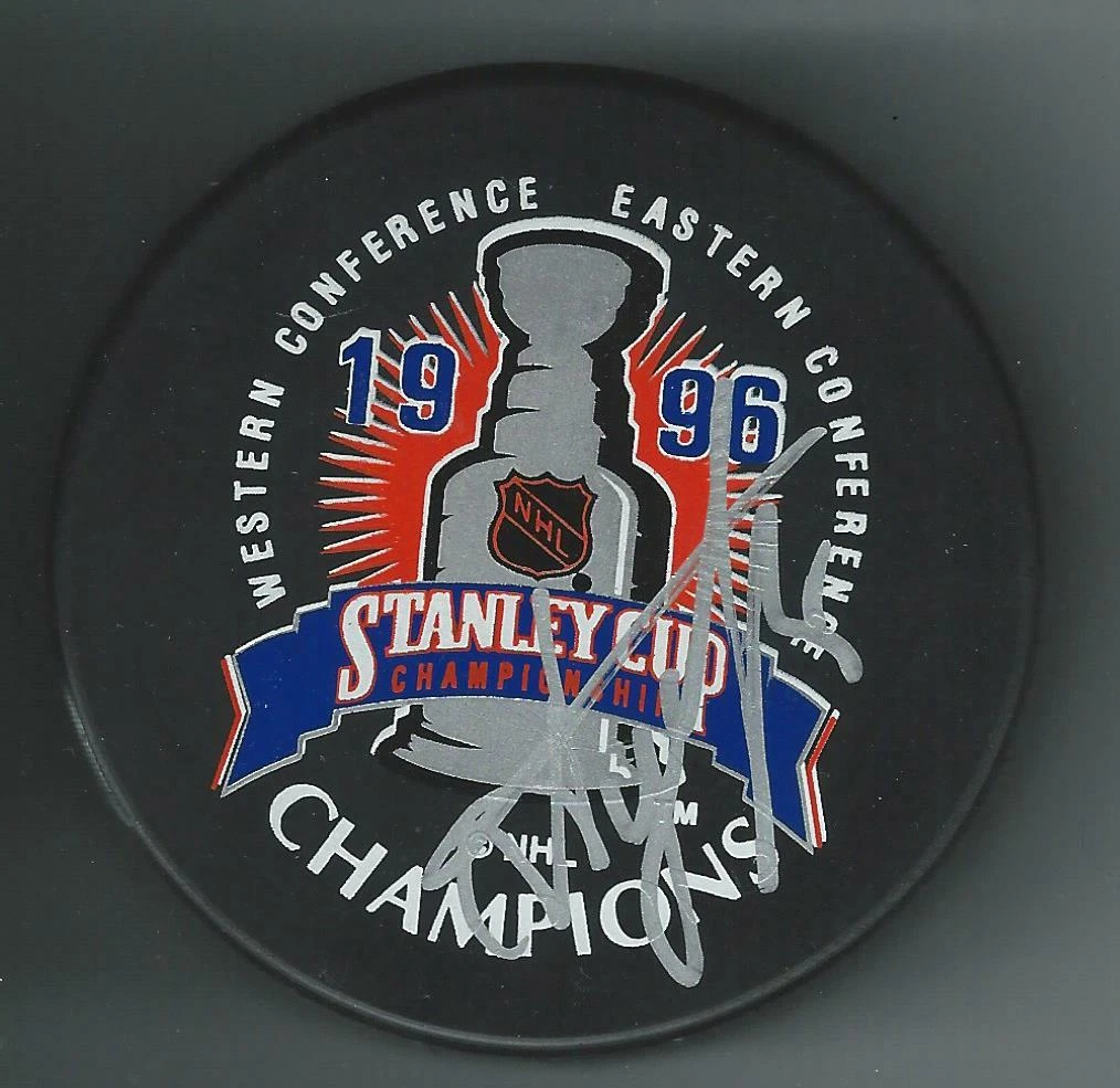 Alexei Gusarov Signed Colorado Avalanche 1996 Stanley Cup Champions Logo Puck
