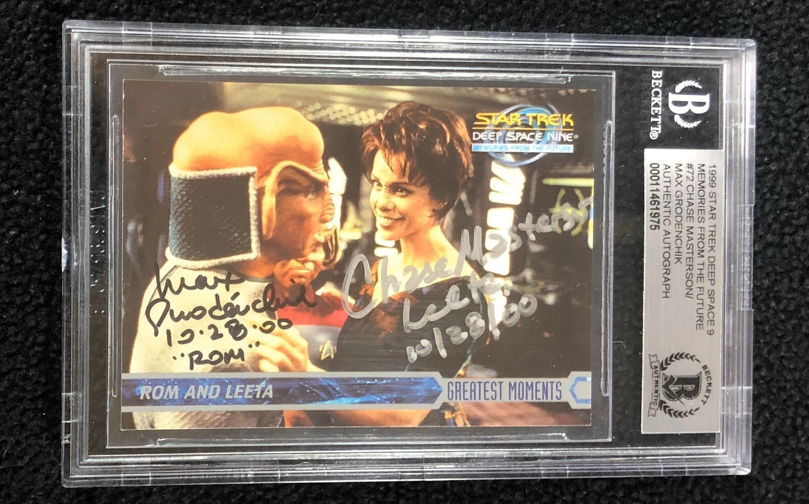 Max Grodenchik Chase Masterson Signed Star Trek DS9 Card Beckett Authenticated