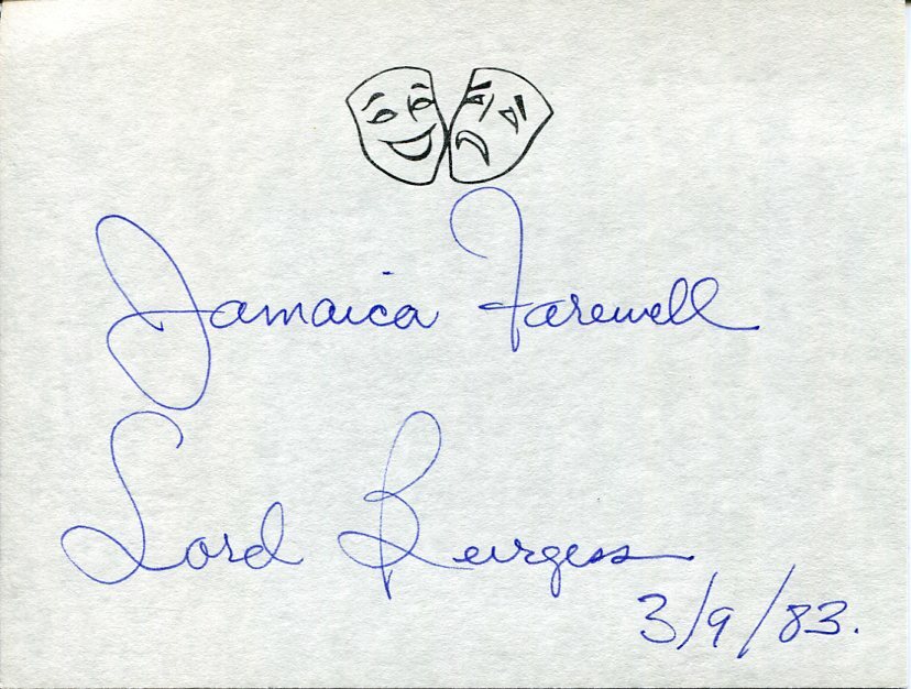 Irving Burgie Lord Burgess Jamaica Farewell Songwriter Signed Autograph