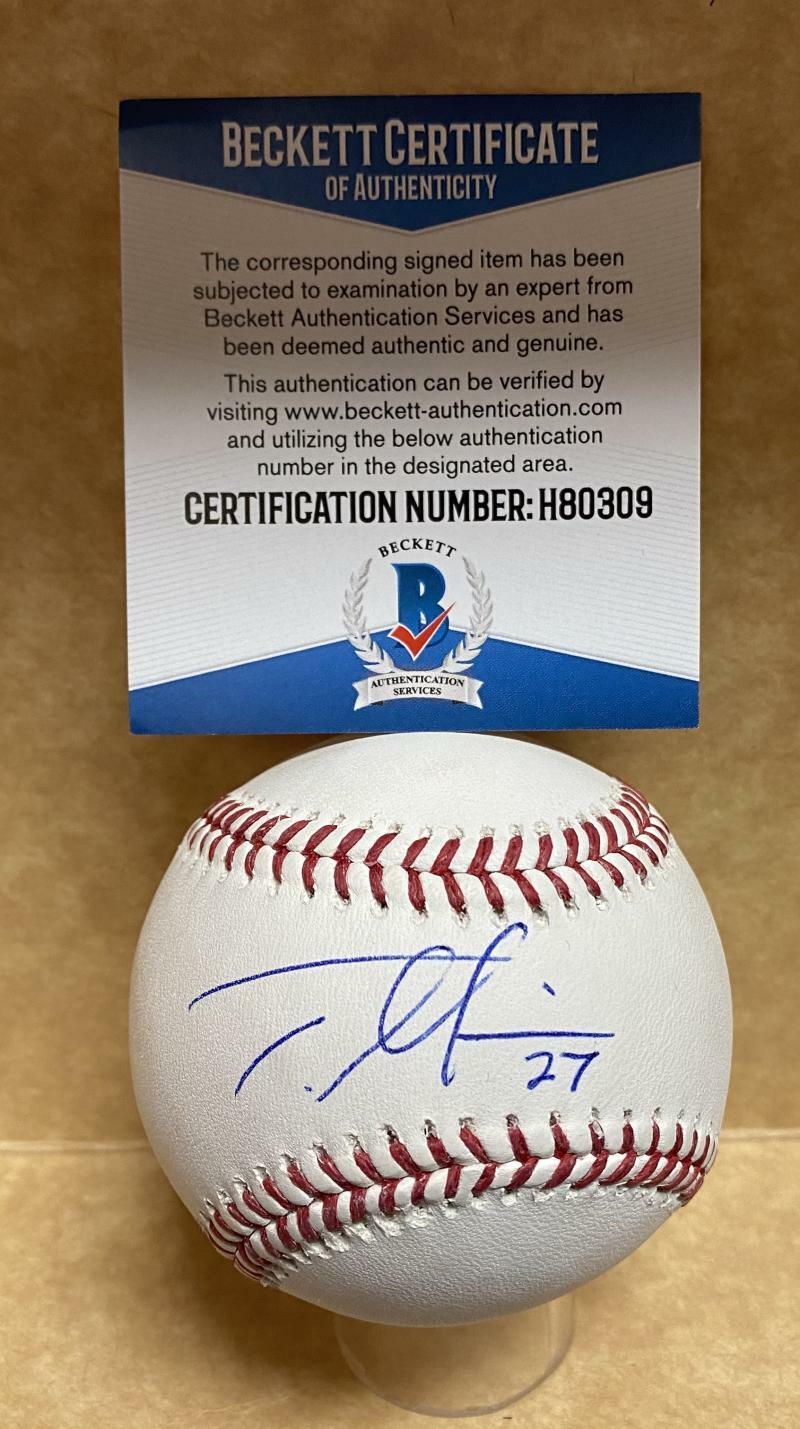 TRENT GIAMBRONE CHICAGO CUBS ROOKIE YEAR SIGNED M.L. BASEBALL BECKETT H80309