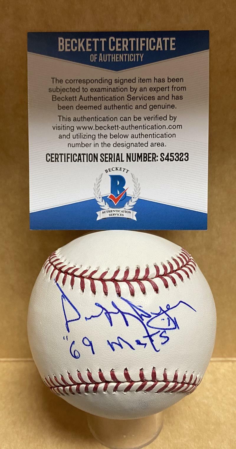 DUFFY DYER 69 METS SIGNED AUTOGRAPHED M.L. BASEBALL BECKETT S45323