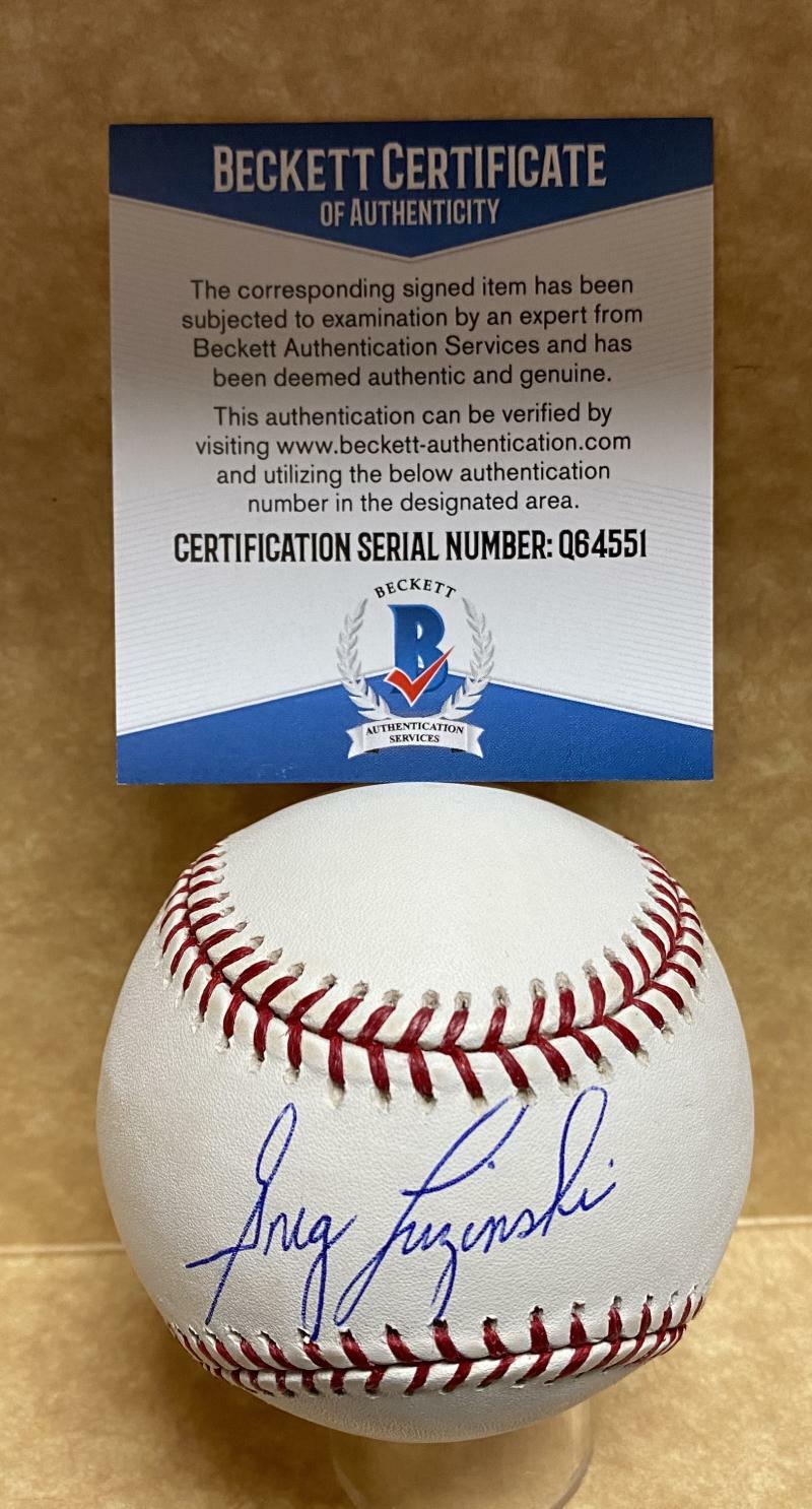 GREG LUZINSKI PHILLIES/WHITE SOX SIGNED AUTOGRAPHED M.L. BASEBALL BECKETT Q64551