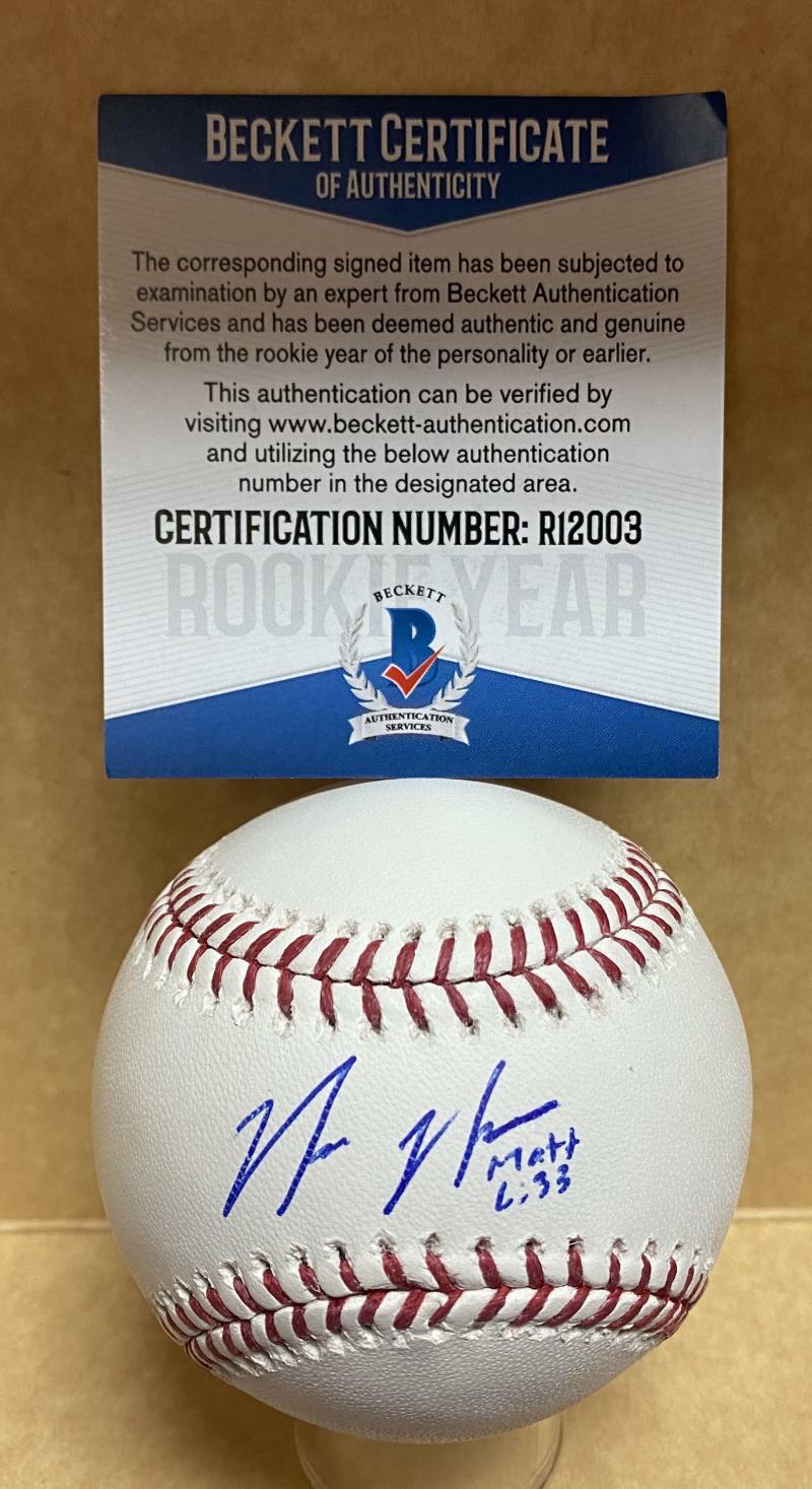 NICK NEIDERT MIAMI MARLINS ROOKIE YEAR SIGNED AUTO M.L. BASEBALL BECKETT R12004