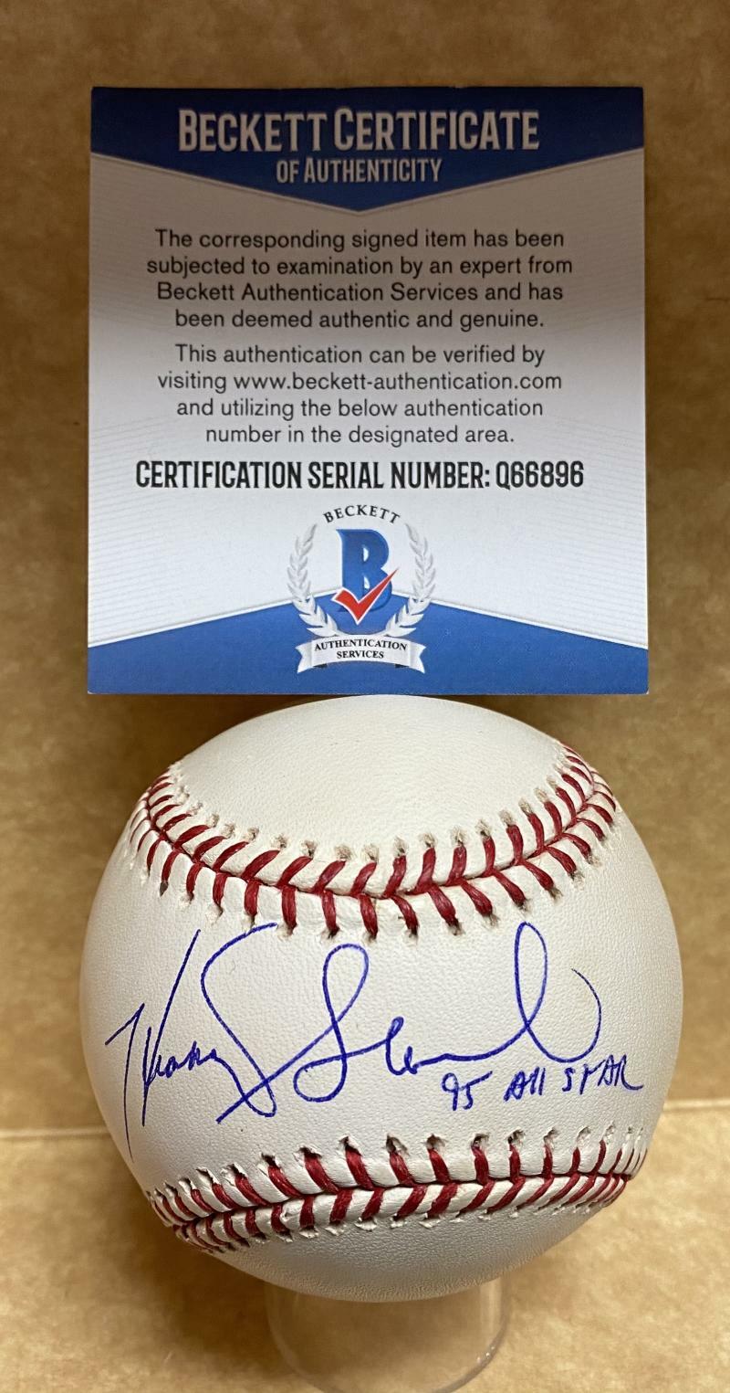 HEATHCLIFF SLOCUMB 95 ALL STAR PHILLIES SIGNED AUTO M.L. BASEBALL BECKETT Q66896