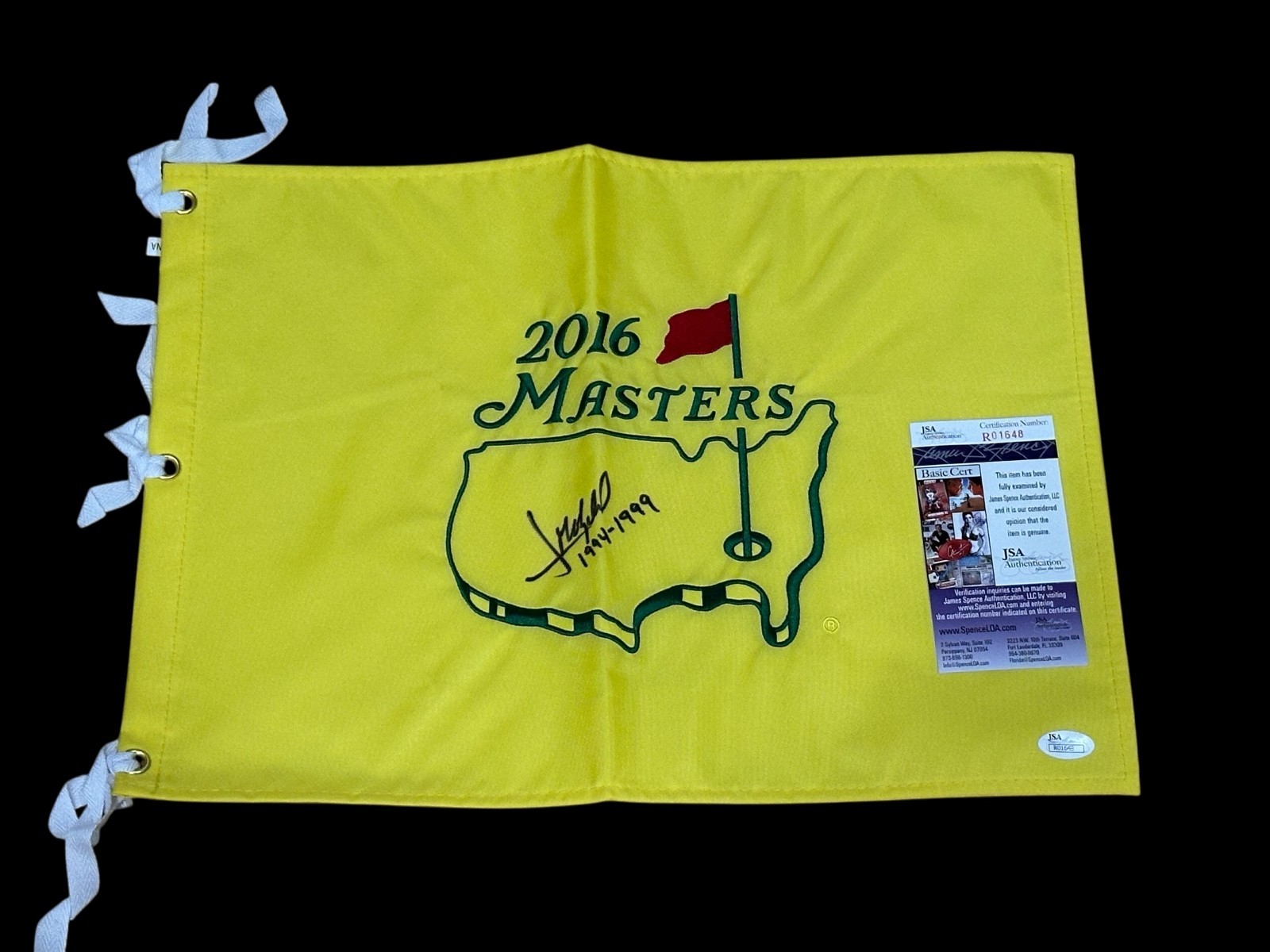 Jose Maria Olazabal PGA Golf 2x Champ HOF Signed Autograph Masters Flag Pin JSA