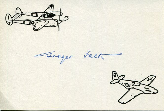 Major General Greger Falk Swedish WWII War Fighter Pilot Rare Signed Autograph
