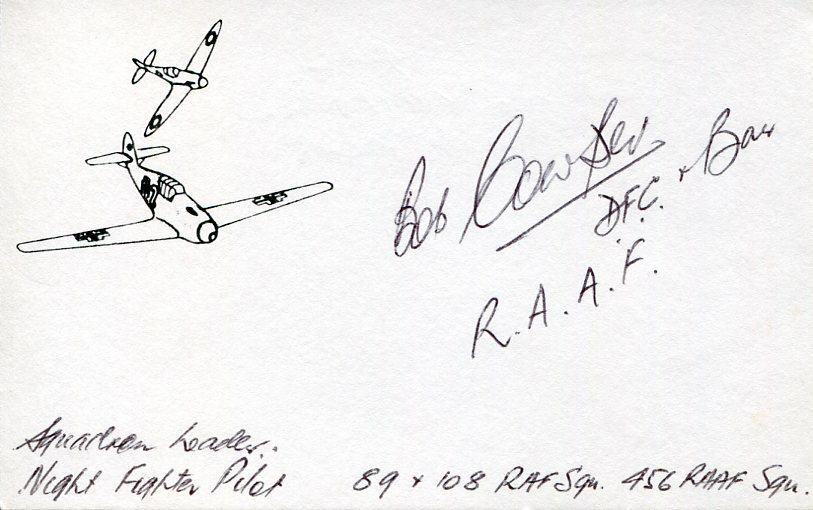Robert Cowper RAAF Australia WWII War Ace Night Fighter Pilot Signed Autograph