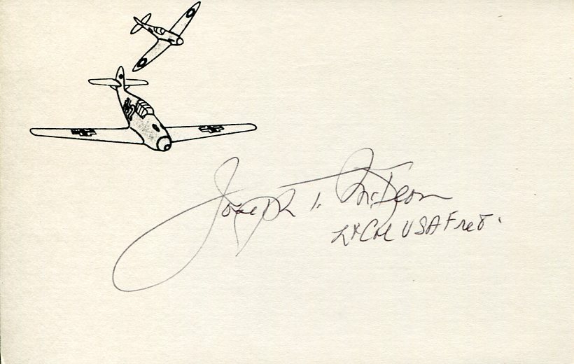Colonel Joseph McKeon USAAF WWII War Fighter Pilot Ace Rare Signed Autograph