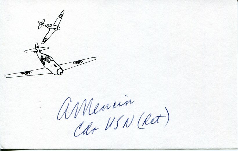 ADOLPH MENCIN WWII WAR USN NAVY FIGHTER PILOT ACE DFC SIGNED AUTOGRAPH COLLECTIBLE MEMORABILIA
