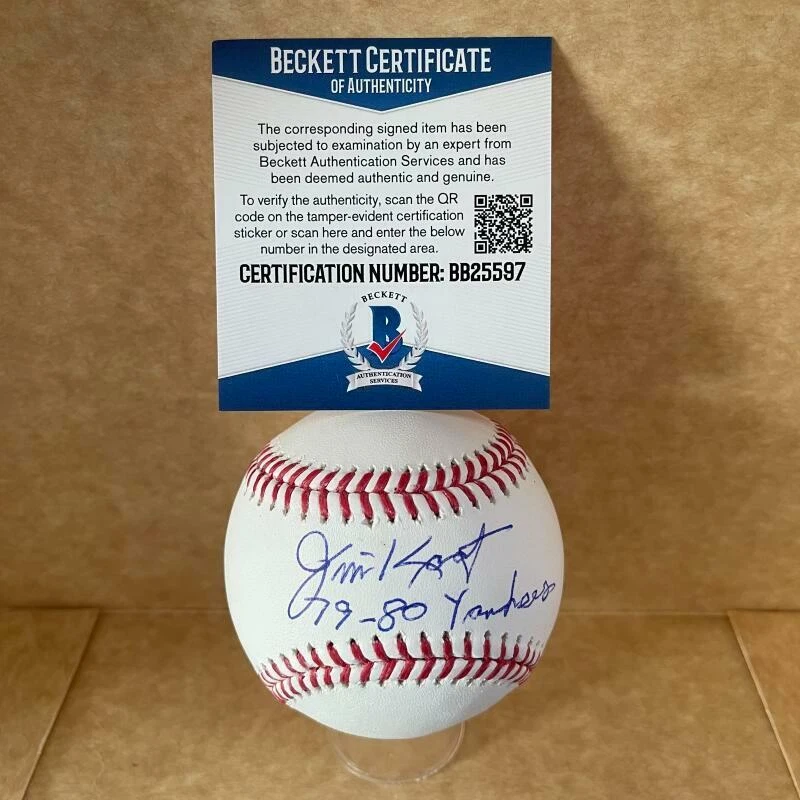 JIM KAAT TWINS 79-80 YANKEES  SIGNED AUTOGRAPHED M.L. BASEBALL BECKETT BB25597