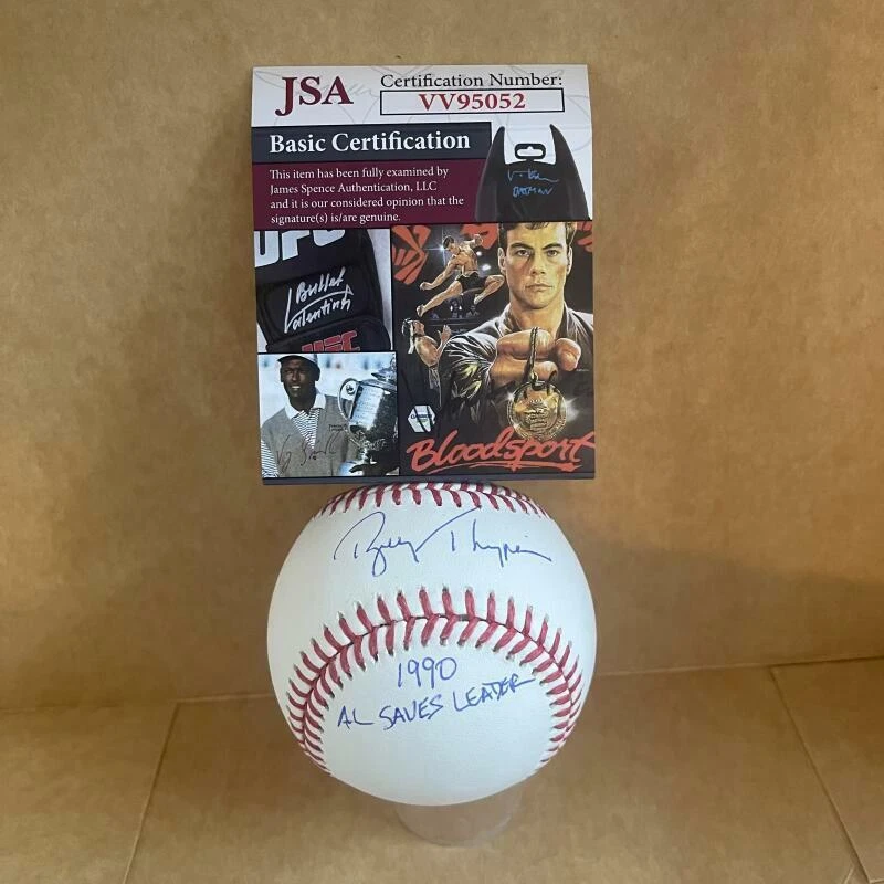 BOBBY THIGPEN 1990 AL SAVES LEADER SIGNED AUTOGRAPHED M.L. BASEBALL JSA VV95052