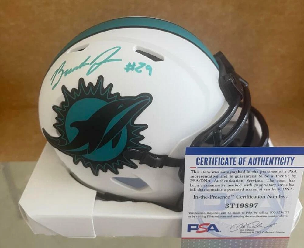 BRANDON JONES #29 MIAMI DOLPHINS SIGNED AUTO LUNAR  MINI HELMET PSA 3T19897