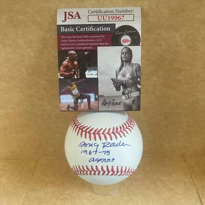 DOUG RADER 1967-75 ASTROS SIGNED AUTOGRAPHED M.L. BASEBALL JSA UU19967