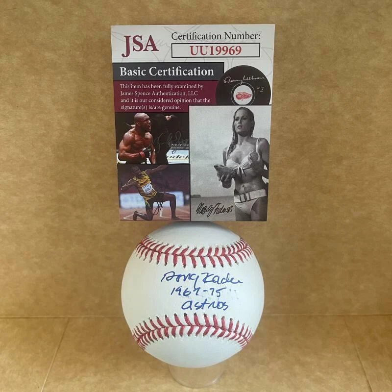 DOUG RADER 1967-75 ASTROS SIGNED AUTOGRAPHED M.L. BASEBALL JSA UU19969