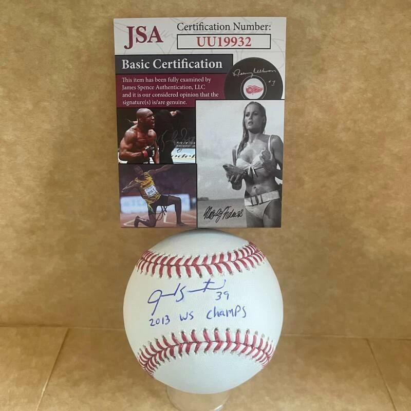 JARROD SALTALAMACCHIA BOSTON RED SOX 2013 WS CHAMPS SIGNED M.L. BASEBALL JSA UU1