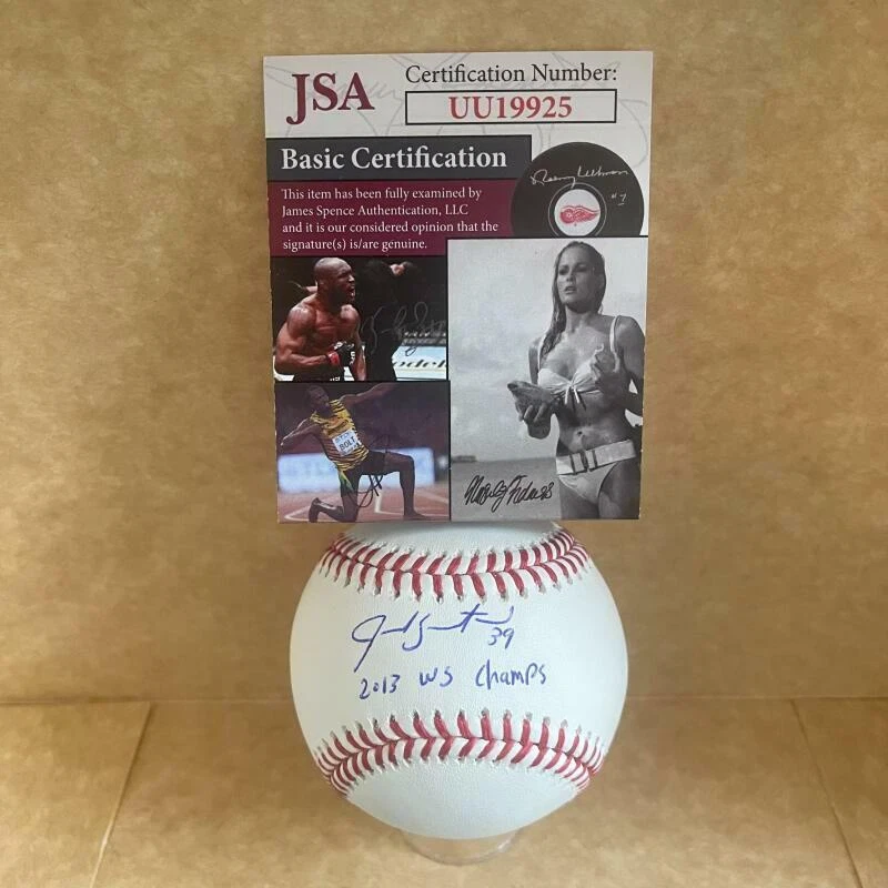 JARROD SALTALAMACCHIA BOSTON RED SOX 2013 WS CHAMPS SIGNED M.L. BASEBALL JSA UU1