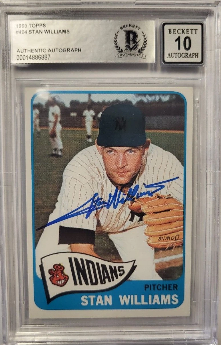 1965 TOPPS STAN WILLIAMS #404 AUTHENTIC AUTO CERTIFIED BECKETT 10 CARD