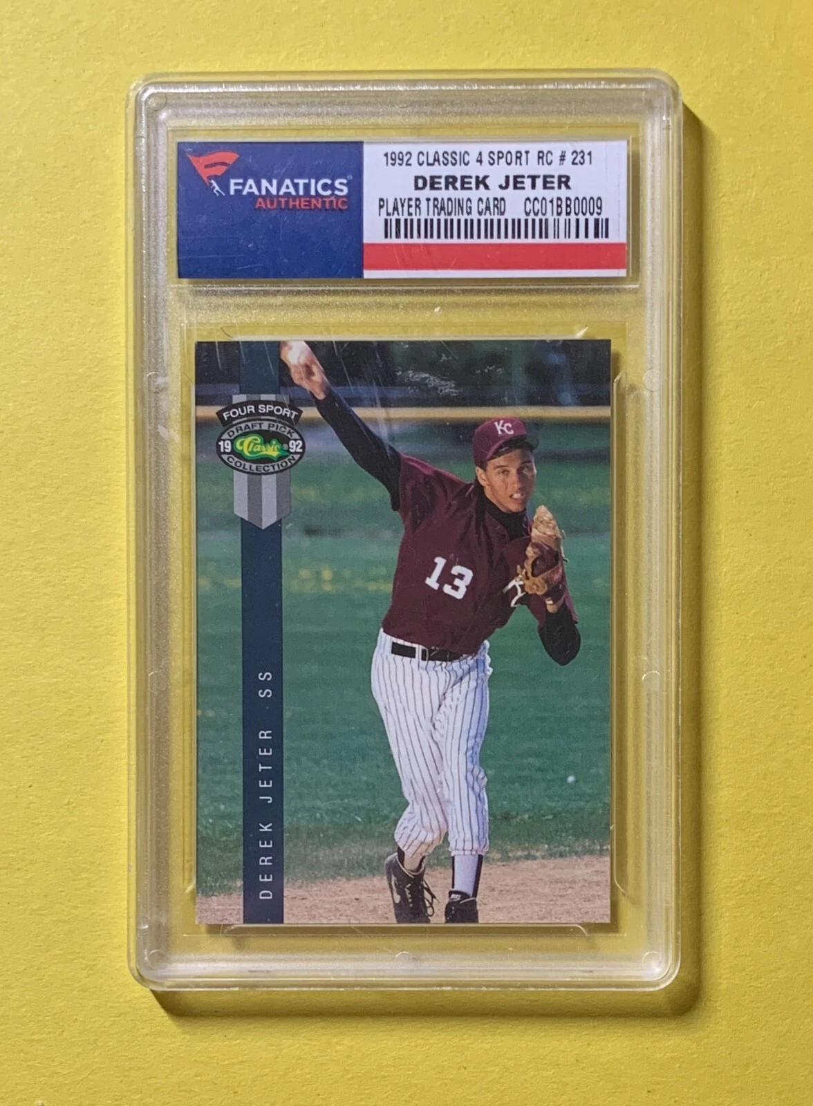 1992 CLASSIC 4 SPORT RC DEREK JETER FANATICS AUTHENTIC #231 YANKEES HOF