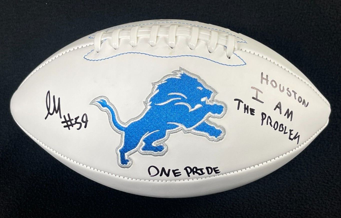 James Houston Signed & Double Inscribed Detroit Lions Football JSA Witness COA