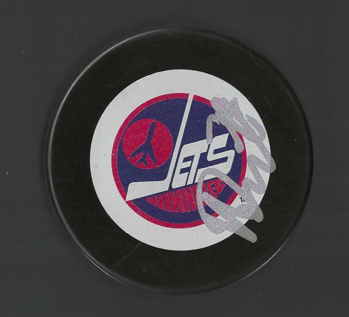 Kevin Stenlund Signed Winnipeg Jets Vintage Retro Logo Puck