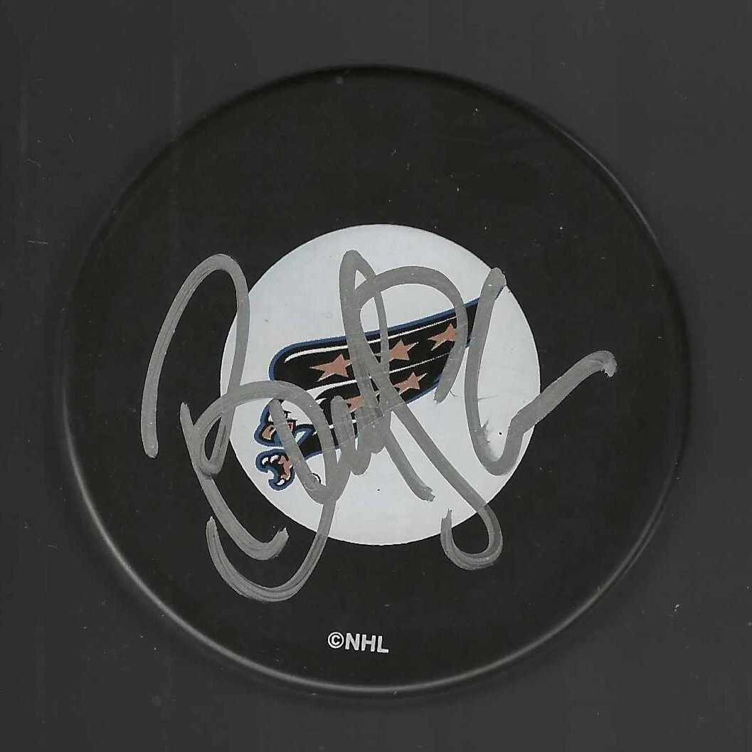 Brad Shaw Signed Washington Capitals Eagle Logo Puck