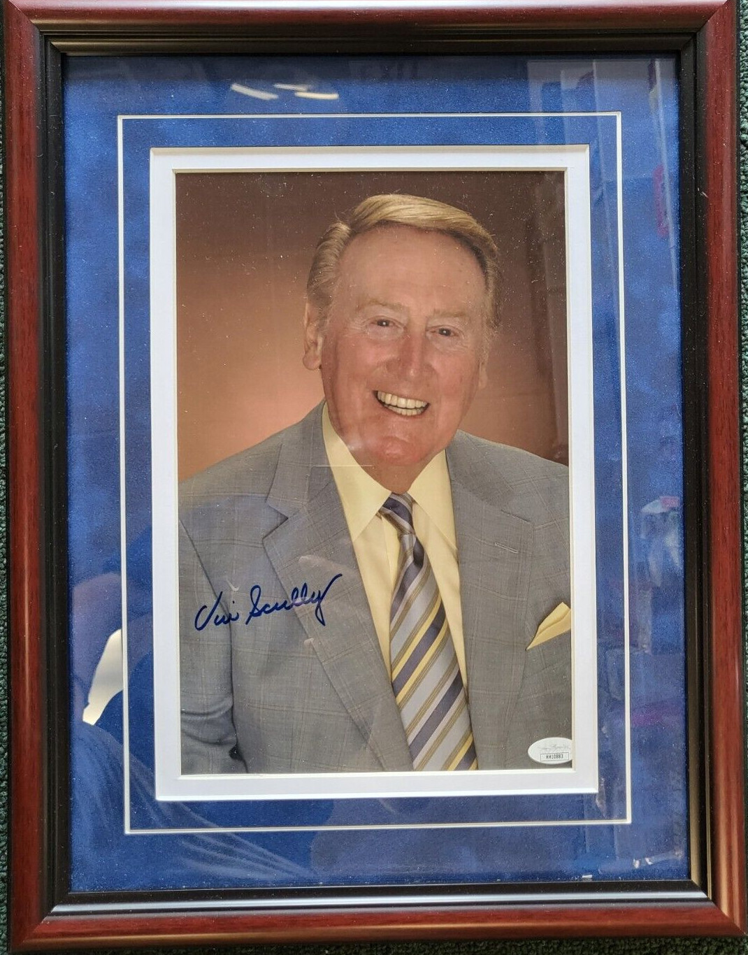 VIN SCULLY DODGERS SIGNED AUTOGRAPHED 8X10 PHOTO MATTED FRAMED JSA COA RARE