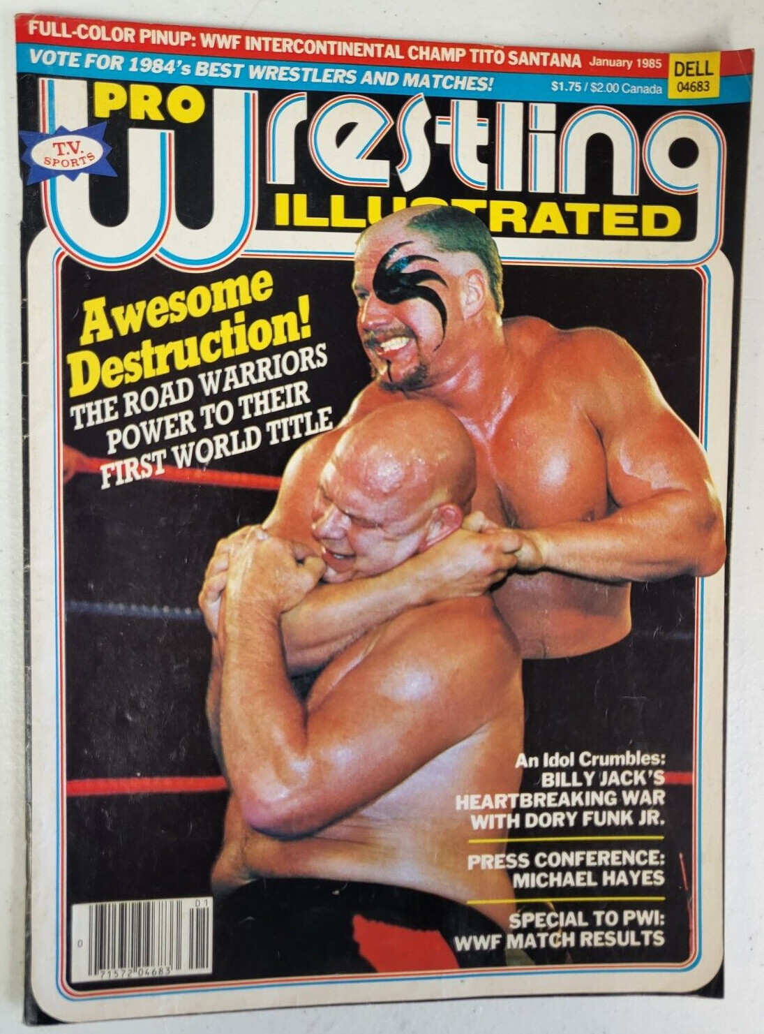 VINTAGE PRO WRESTLING ILLUSTRATED MAGAZINE TITO SANTANA POSTER INSIDE RARE